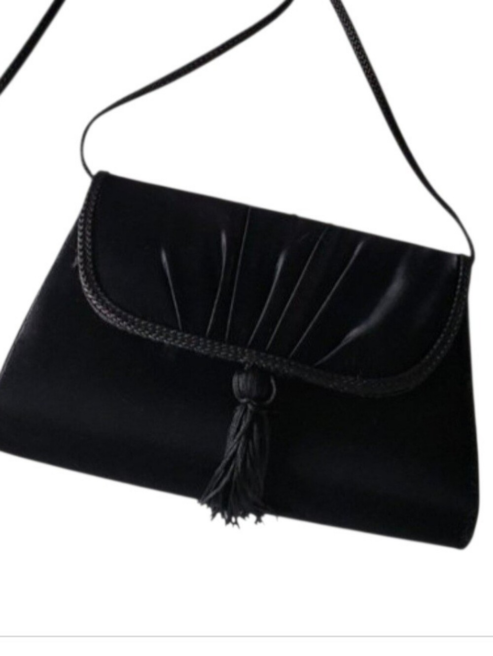 La Regale  Black Satin Evening Bag with Tassel - Picture 14 of 14